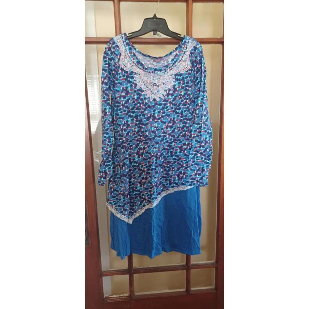 Jelly the pug women's dress xl blue asymmetrical